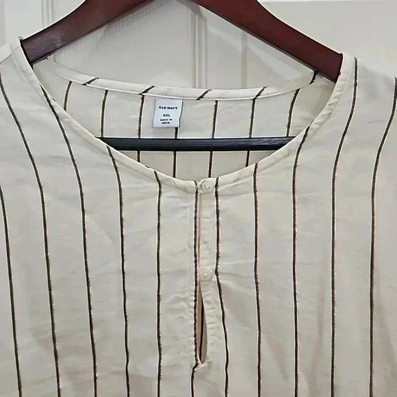 Old Navy Cream Striped Bohemian Plus Size Blouse XXL - Picture 2 of 7